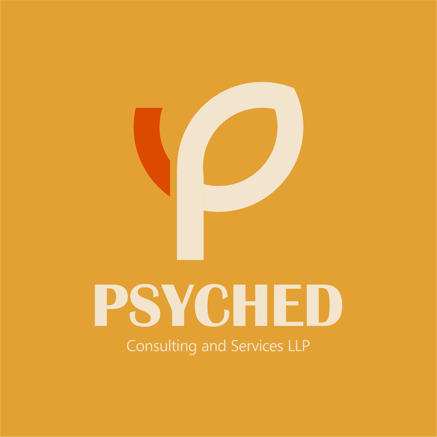 The logo pf Psyched Consulting and Services LLP on a yellow background